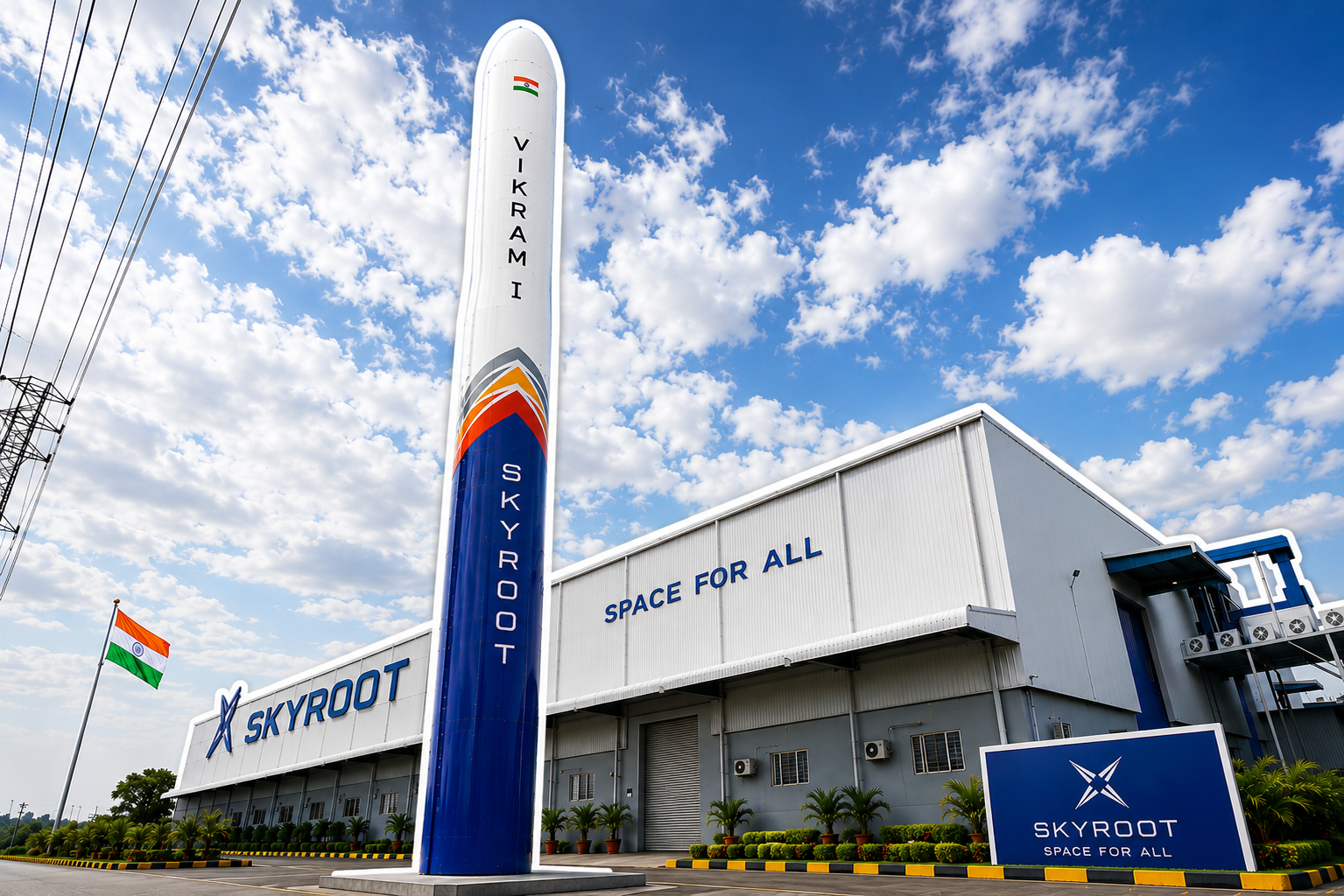 Skyroot's Vikram rocket at its Space for All facility
