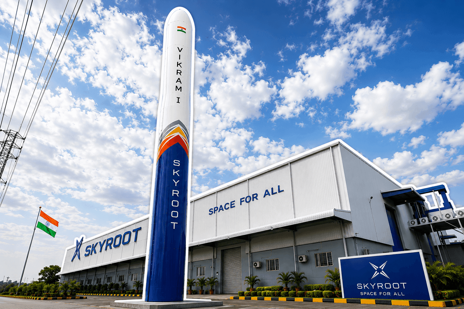 Skyroot's Vikram rocket at its Space for All facility